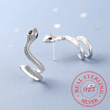 Personality Wave Snake Earrings Crystal Zircon Studs Piercing