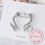 Personality Wave Snake Earrings Crystal Zircon Studs Piercing
