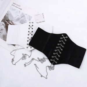 High Waist Corset Dress Butterfly Chain Waist Belt