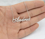 Golden Cursive Letter Necklace Stainless Steel Pendant