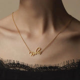 Golden Cursive Letter Necklace Stainless Steel Pendant