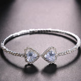 Zircon Heart Cuff Bracelet Bangle Full Rhinestone Opening Bracelet