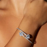 Zircon Heart Cuff Bracelet Bangle Full Rhinestone Opening Bracelet