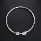 Zircon Heart Cuff Bracelet Bangle Full Rhinestone Opening Bracelet