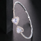 Zircon Heart Cuff Bracelet Bangle Full Rhinestone Opening Bracelet