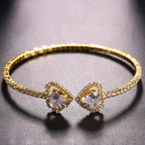 Zircon Heart Cuff Bracelet Bangle Full Rhinestone Opening Bracelet