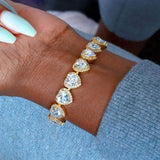 Zircon Pave Heart Bracelet Charms Bridal Crystal Rhinestone Bangle