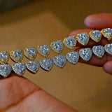 Zircon Pave Heart Bracelet Charms Bridal Crystal Rhinestone Bangle