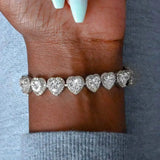 Zircon Pave Heart Bracelet Charms Bridal Crystal Rhinestone Bangle