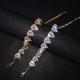 Zircon Pave Heart Bracelet Charms Bridal Crystal Rhinestone Bangle