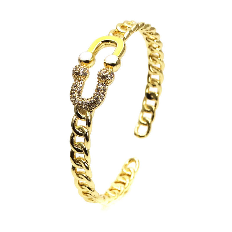 Personality Wave Bracelet Openning Zircon Cuff Jewelry