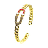 Personality Wave Bracelet Openning Zircon Cuff Jewelry