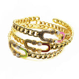 Personality Wave Bracelet Openning Zircon Cuff Jewelry