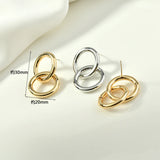 Double Ring Round Tube Silver Needle Earrings DIY Hand-Made Accessories