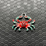 Crab Charm Pendant Enamel Metal Rhinestone