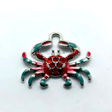Crab Charm Pendant Enamel Metal Rhinestone