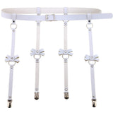 Exaggerated PU Leather Bow Garter Belt