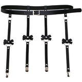 Exaggerated PU Leather Bow Garter Belt