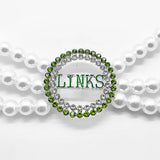 Sorority Society Green Rhinestone Charm 3-Layer Pearl Necklace Choker