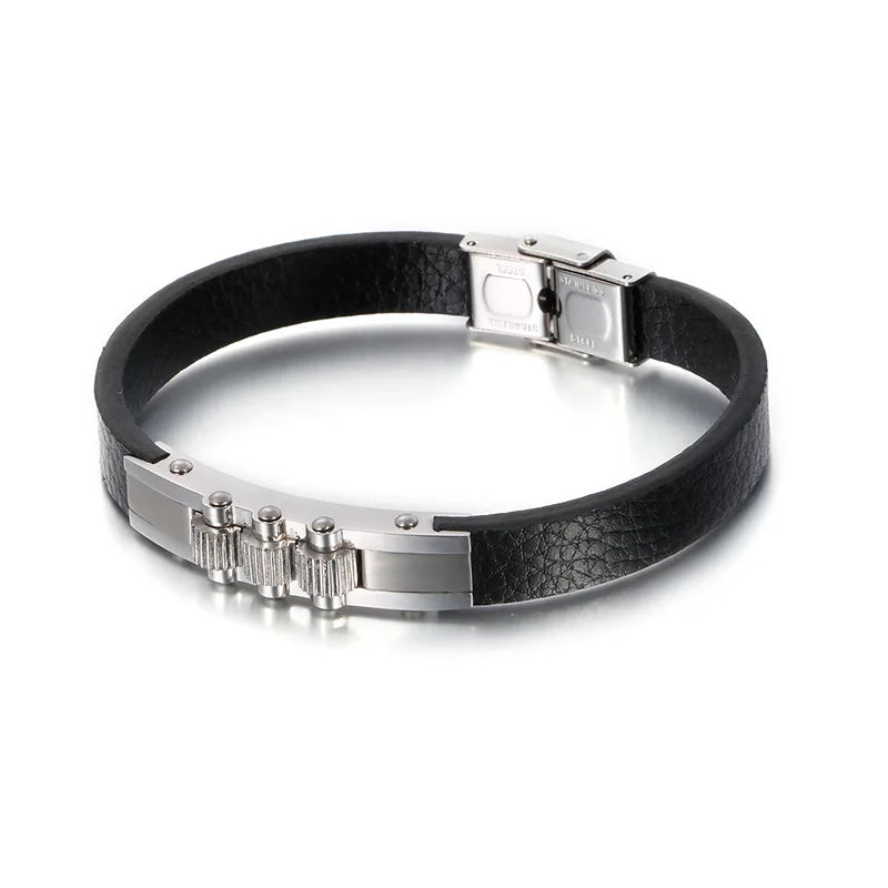 Men's Retro Stainless Steel Leather Bracelet