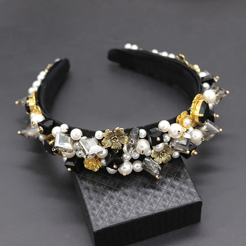 Baroque Crystal Pearl Headband Multicolor 903