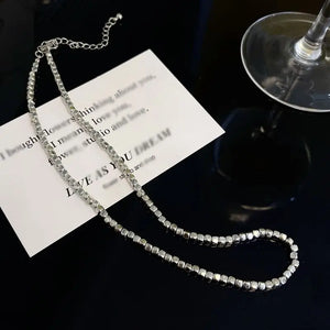 Cold Temperament Square Bead Necklace Metal Clavicle Chain