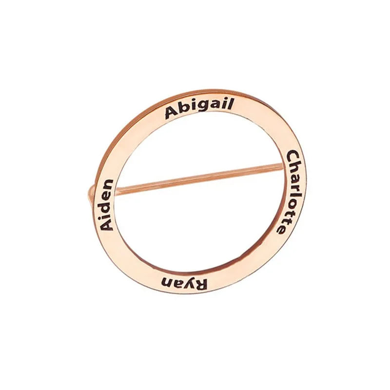 Personalized Geometric Circle Monogram Brooch Stainless Steel