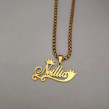 Personalized Flower Name Necklace Stainless Steel Collar Chain Gift