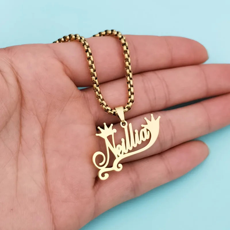 Personalized Flower Name Necklace Stainless Steel Collar Chain Gift