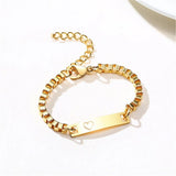 Personalized Name Bracelet Stainless Steel Chain Engraved Bar Bracelet