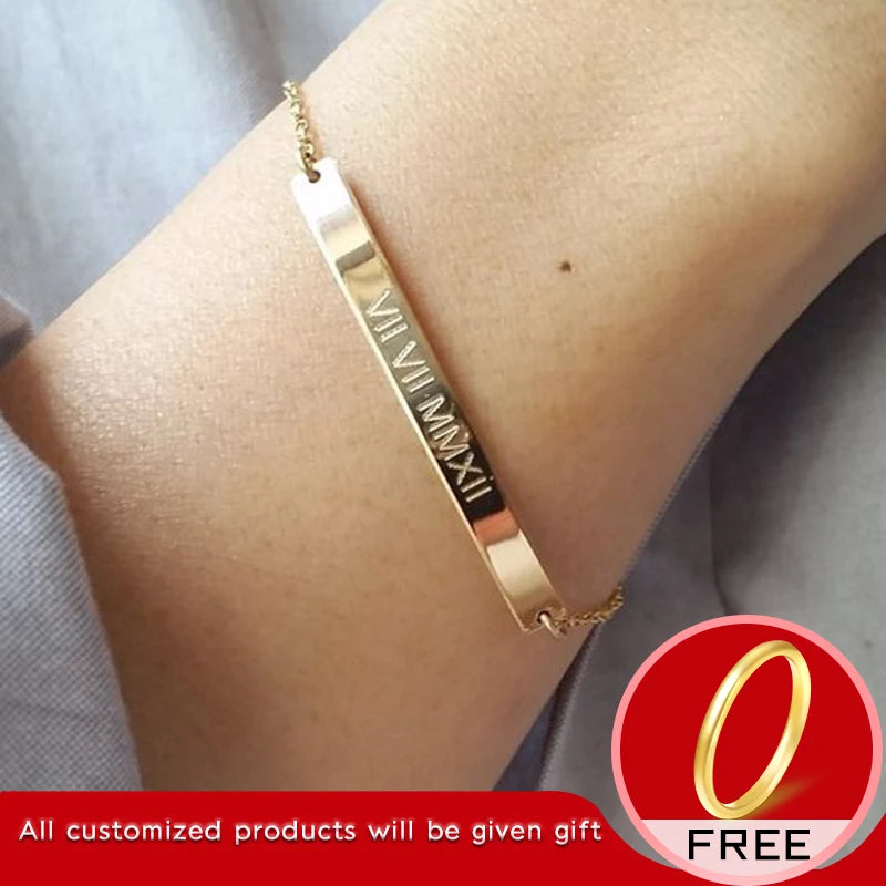 Custom Stainless Steel Baby Name Bracelet for Mom