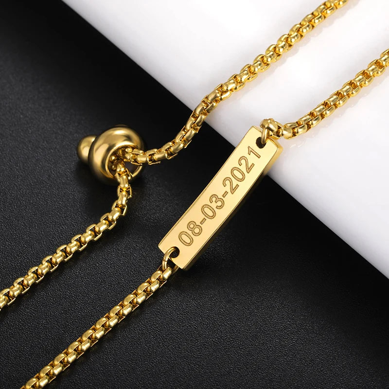 Baby Name Bracelets Stainless Steel ID Chain Year Girls