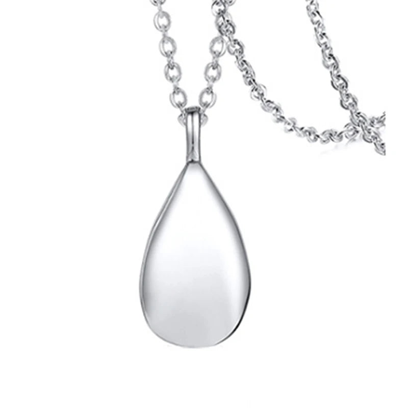 Personalized Teardrop Ashes Necklace - Grandma/Grandpa Memorial Jewelry