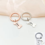 Personalized Dog Name Keychain Bone Shape Engraved Stainless Steel