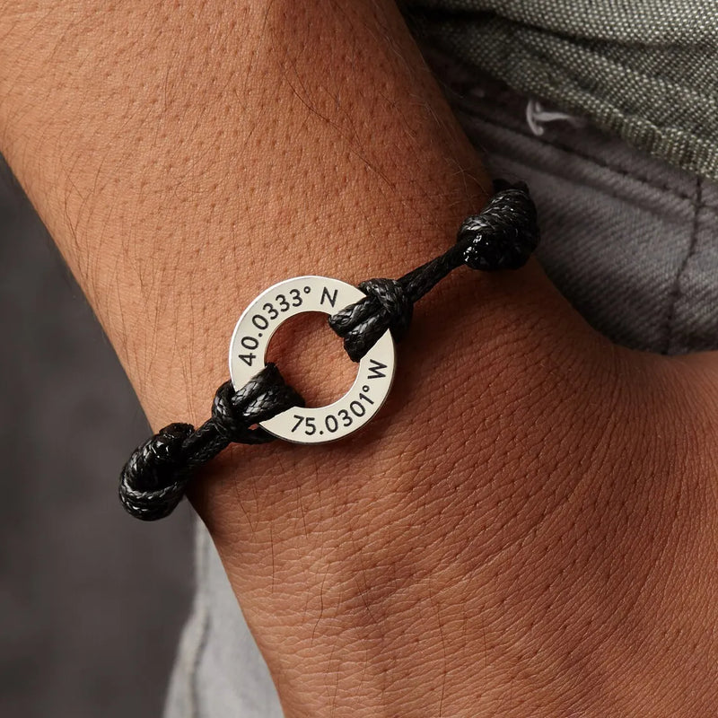 Personalized Name Bracelet Stainless Steel Rope Bangle Father's Gift