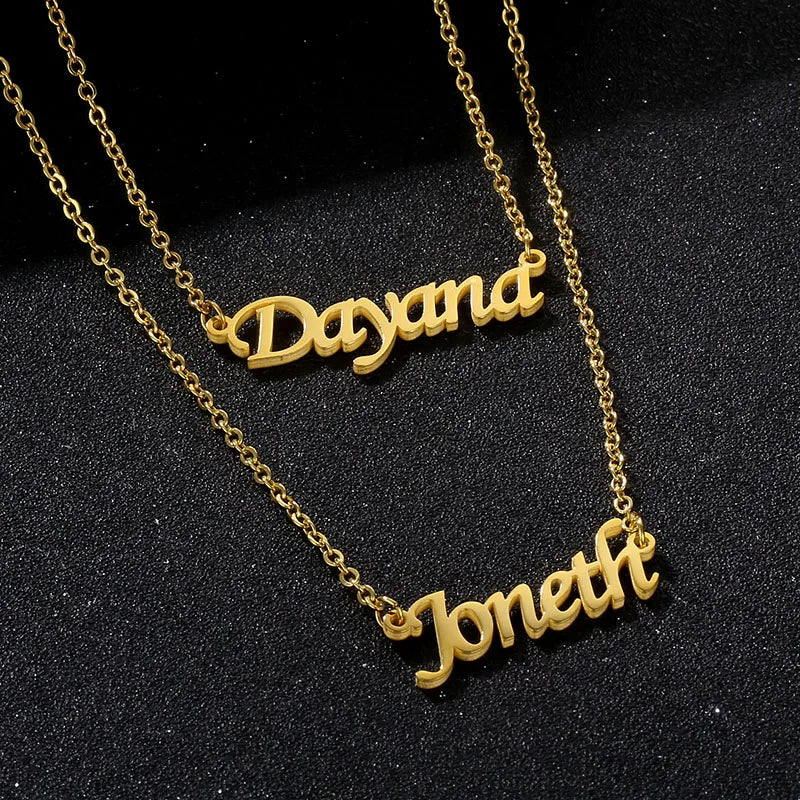 Personalized Stainless Steel Double Name Necklaces for Couples