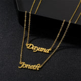 Personalized Stainless Steel Double Name Necklaces for Couples