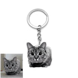Custom Pet Keychain Necklace with Photo Engraving