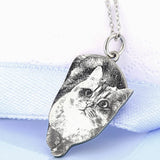 Custom Pet Keychain Necklace with Photo Engraving