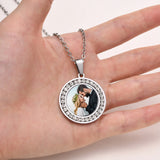 Custom Round Family Photo Necklace - Engraved Pendant