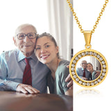 Custom Round Family Photo Necklace - Engraved Pendant