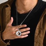 Custom Round Family Photo Necklace - Engraved Pendant