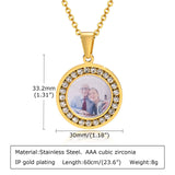 Custom Round Family Photo Necklace - Engraved Pendant