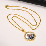 Custom Round Family Photo Necklace - Engraved Pendant