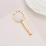 Custom 3D Bar Vertical Key Chain - Engraved Stainless Steel Keyring