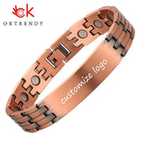 Customized Copper Magnetic ID Name Bracelet for Men Women