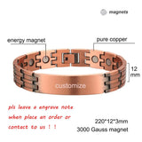 Customized Copper Magnetic ID Name Bracelet for Men Women