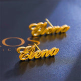 Custom Name Stud Earrings for Women - Stainless Steel Nameplate Initial Earrings