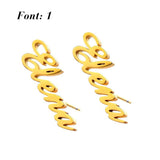 Custom Name Stud Earrings for Women - Stainless Steel Nameplate Initial Earrings