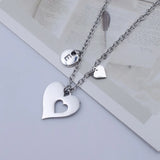 Heart Initial Necklace For Women Personalized Name Pendant Stainless Steel